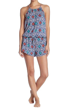 Josie by Natori Mesmerized Modal Romper in Navy/Cream thumbnail 3