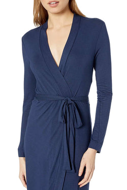 Josie by Natori Modal Knit Wrap Robe in Midnight thumbnail 2