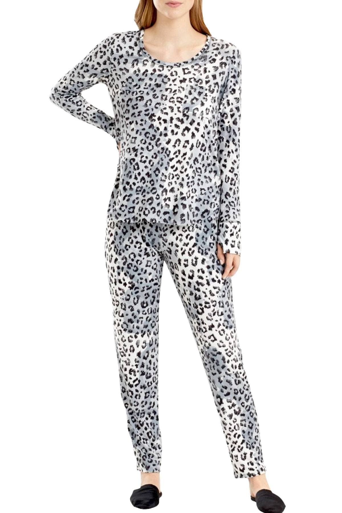 Josie by Natori PJs All Day 2 Piece Pajama Set in Animal Print Grey
