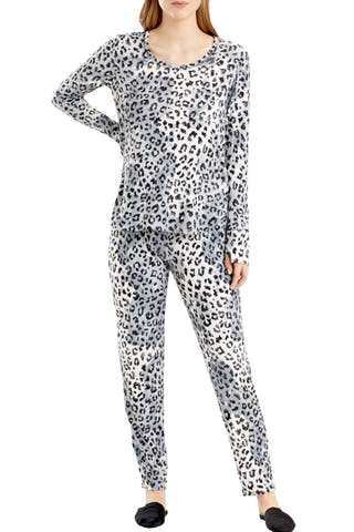 Josie by Natori PJs All Day 2 Piece Pajama Set in Animal Print Grey