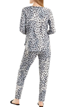 Josie by Natori PJs All Day 2 Piece Pajama Set in Animal Print Grey thumbnail 2