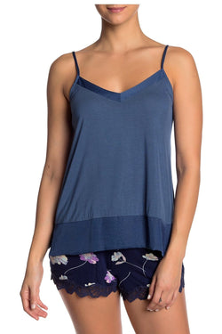 Josie by Natori Sweet Street Satin Trim Camisole in Batik Blue thumbnail 2