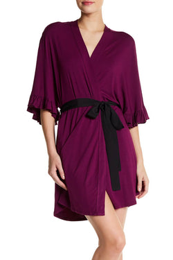 Josie by Natori Tees Happi Coat Wrap in Plum thumbnail 3