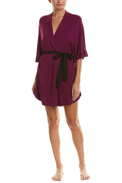 Josie by Natori Tees Happi Coat Wrap in Plum thumbnail 4