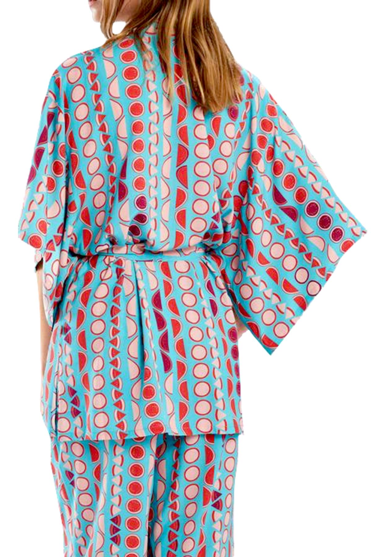 Josie by Natori True-Blue/Cotton-Candy Summer Festival Happi-Coat