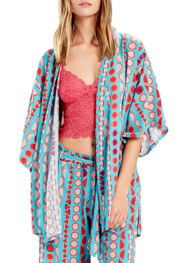 Josie by Natori True-Blue/Cotton-Candy Summer Festival Happi-Coat thumbnail 1