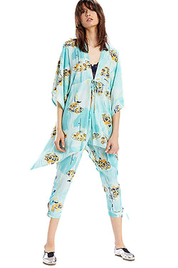 Josie by Natori Wanderlust Kimono/Wrap in Crystal Blue thumbnail 1