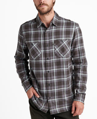 Junk Food Mako Long Sleeve Plaid Shirt Vintage-Like Black