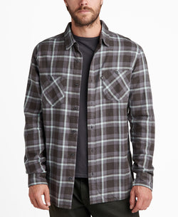 Junk Food Mako Long Sleeve Plaid Shirt Vintage-Like Black thumbnail 3