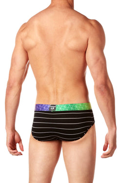 Junk Underjeans Black Striped Hustle Brief thumbnail 2