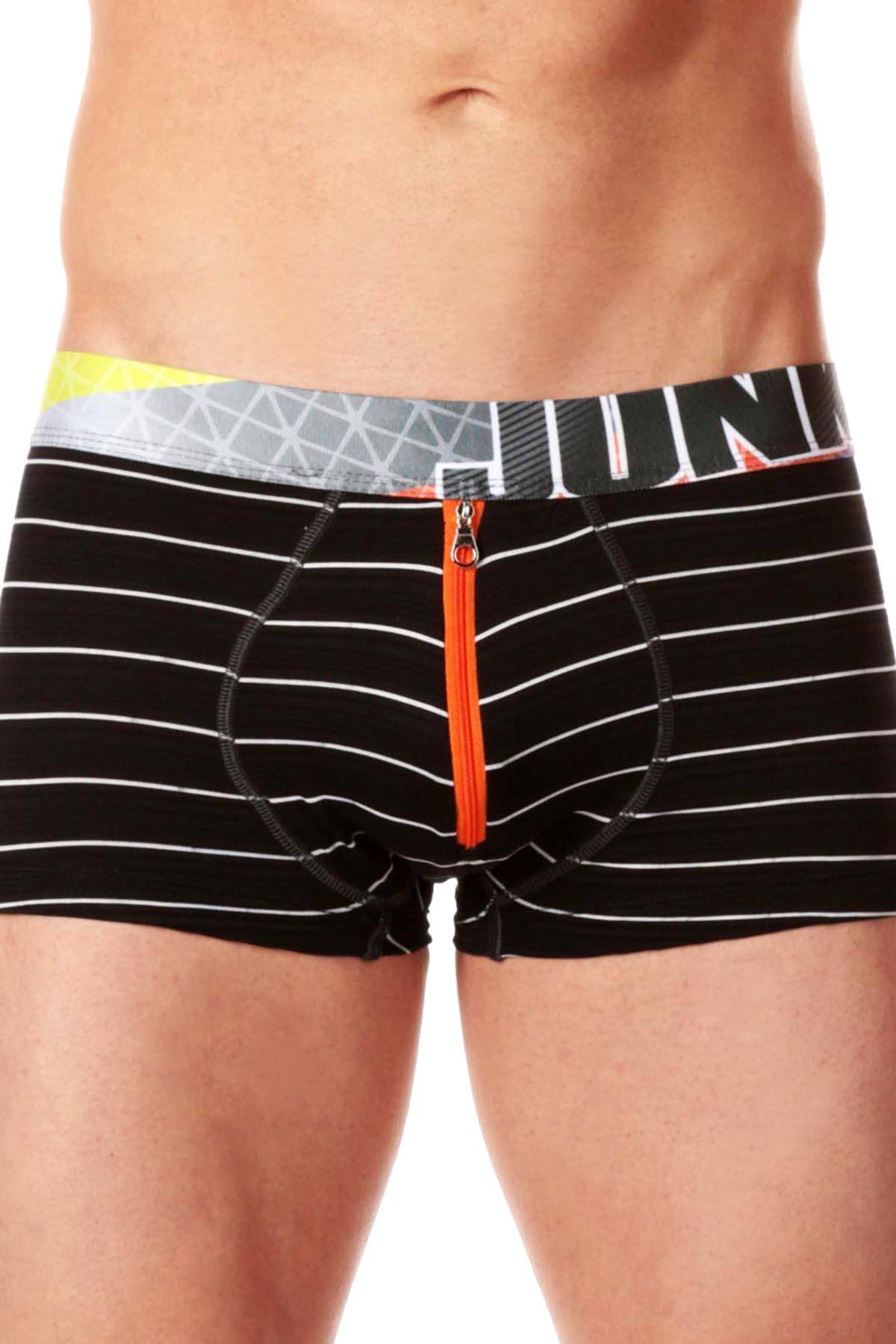 Junk Underjeans Black Striped Rumba Zipper-Pouch Trunk