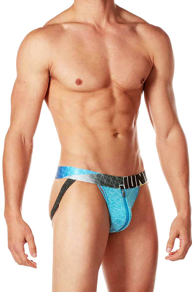 Junk Underjeans Blue-Heather Shuffle Zipper-Pouch Jockstrap