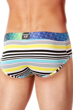Junk Underjeans Blue/Multi Striped Hustle Brief thumbnail 4