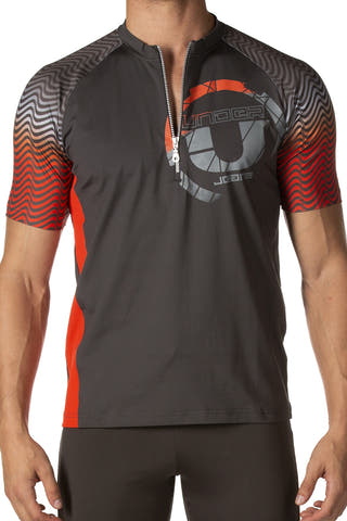 Junk Underjeans Charcoal Fire Zip Swim Shirt