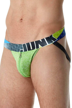 Junk Underjeans Green-Heather Shuffle Zipper-Pouch Jockstrap thumbnail 2