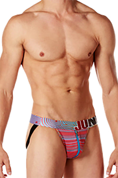 Junk Underjeans Red/Multi Jive Zipper-Pouch Jockstrap