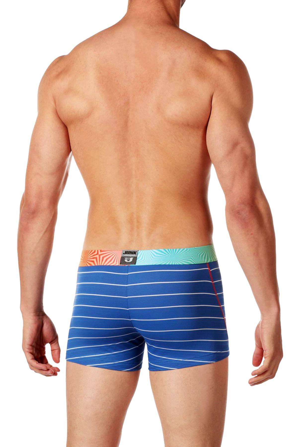 Junk Underjeans Royal-Blue Striped Rumba Zipper-Pouch Trunk