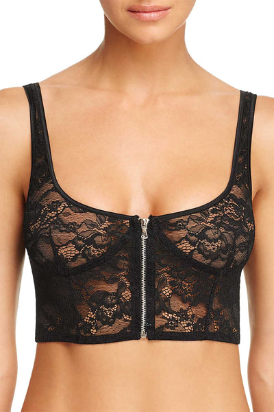 KENDALL+KYLIE Black Longline Wireless Sheer Lace Bralette