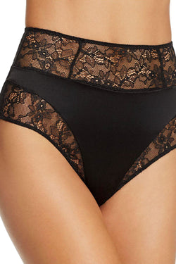 KENDALL+KYLIE Black Satin/Lace High-Waist Cheeky Bikini Brief thumbnail 4