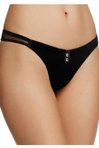 KENDALL+KYLIE Black Velvet/Mesh Thong