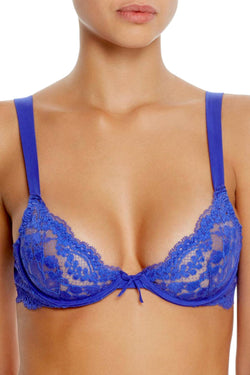 KENDALL+KYLIE Electric-Blue Underwire Lace Plunge Bra thumbnail 1