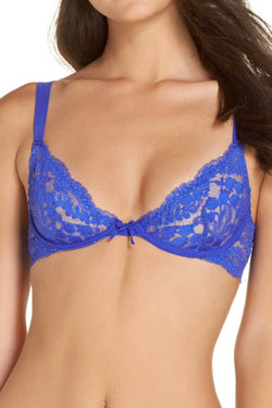 KENDALL+KYLIE Electric-Blue Underwire Lace Plunge Bra thumbnail 2