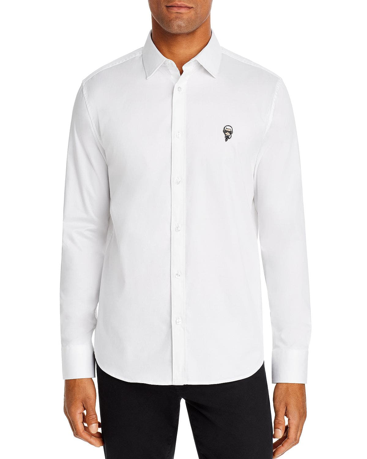 Karl Lagerfeld Paris Logo Patch Slim Fit Shirt White
