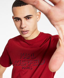 Karl Lagerfeld Paris Shadow Outline Logo T-shirt Red thumbnail 3