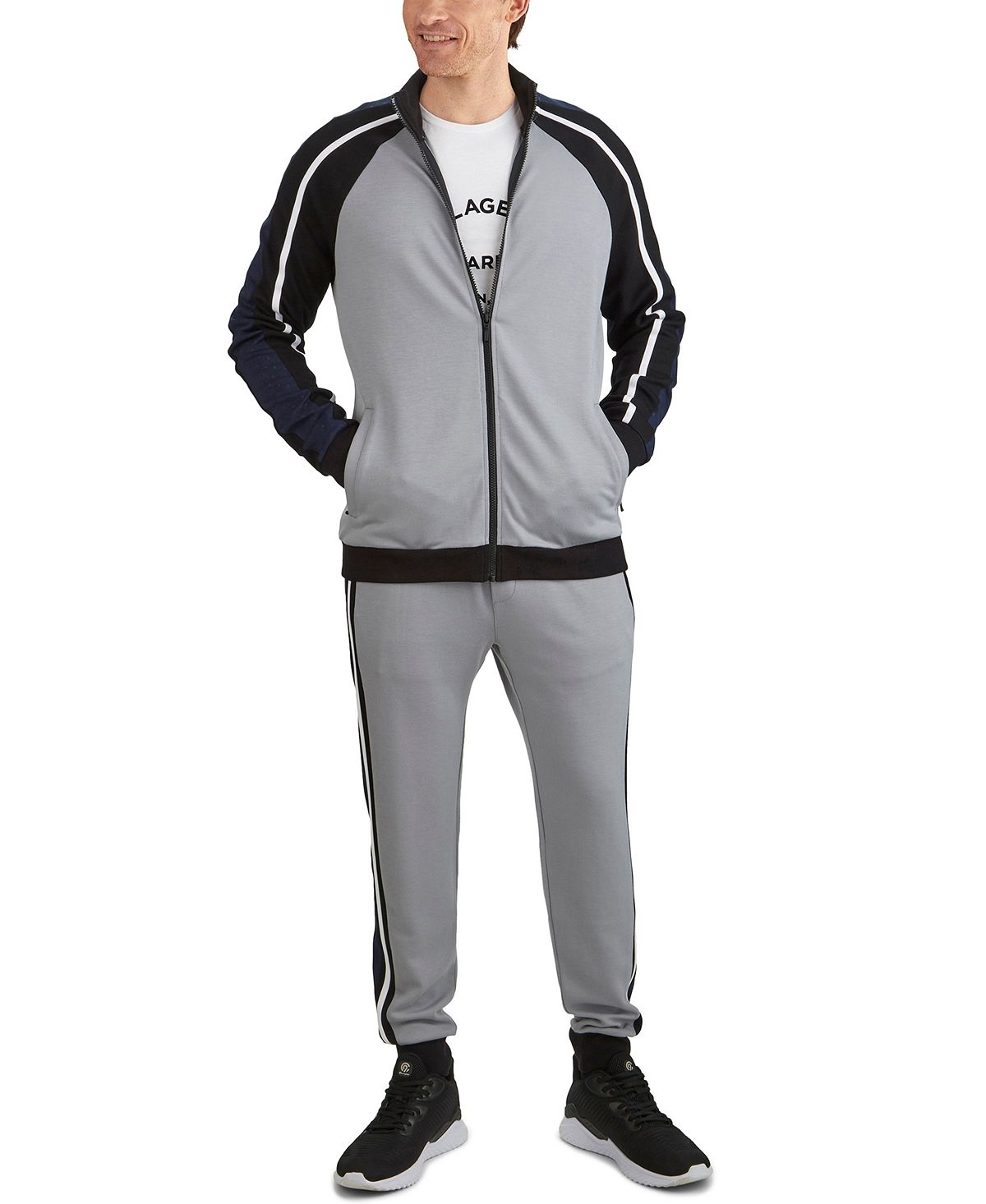 Karl Lagerfeld Soft Feel Color Block Jacket Gray