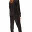Kate Spade New York Black Stretch-Velour Embroidered Pajama Set