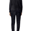 Kate Spade New York Black Stretch-Velour Embroidered Pajama Set
