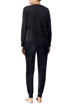 Kate Spade New York Black Stretch-Velour Embroidered Pajama Set thumbnail 4