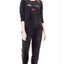 Kate Spade New York Black Stretch-Velour Embroidered Pajama Set