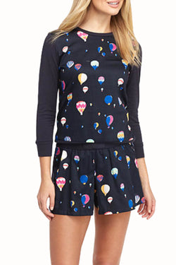 Kate Spade New York Blue Hot Air Balloons Sateen/Modal Pajama Top thumbnail 2