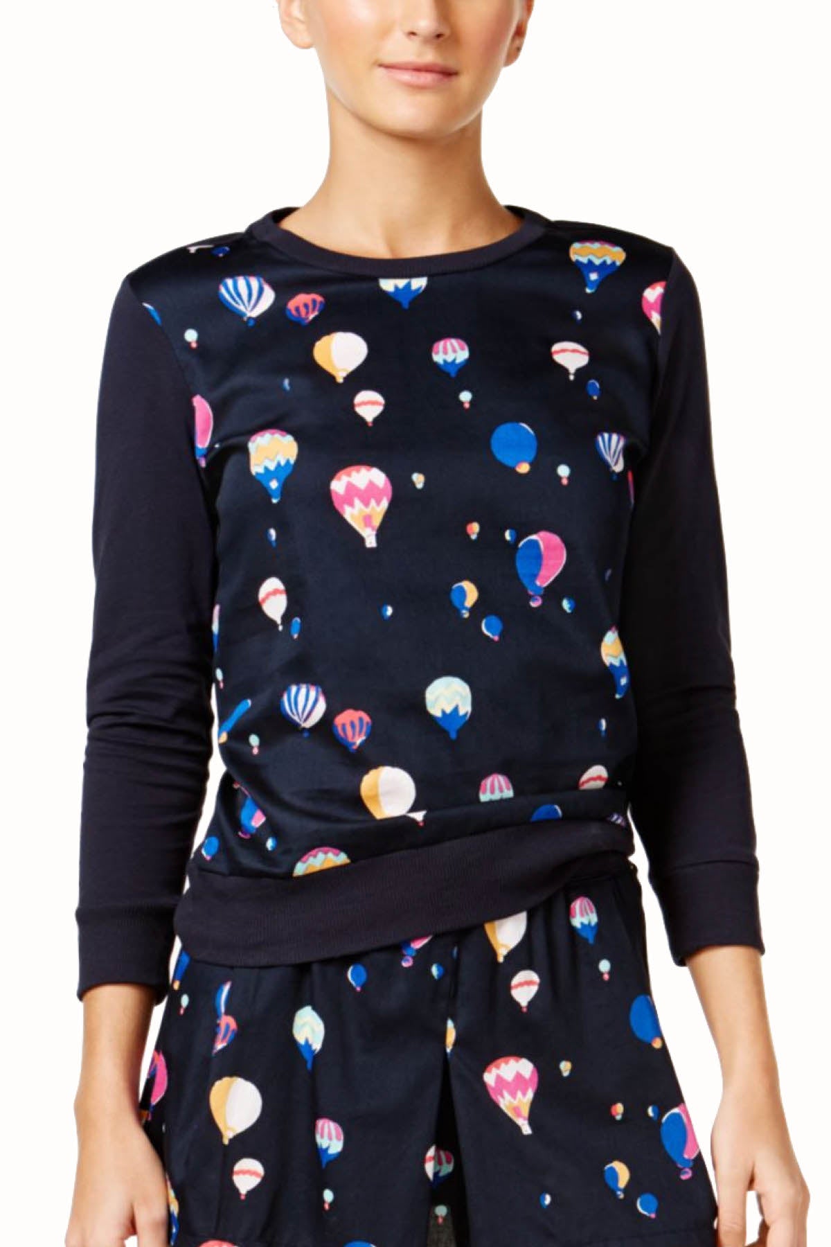 Kate Spade New York Blue Hot Air Balloons Sateen/Modal Pajama Top