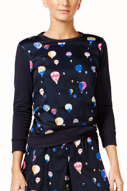 Kate Spade New York Blue Hot Air Balloons Sateen/Modal Pajama Top thumbnail 1