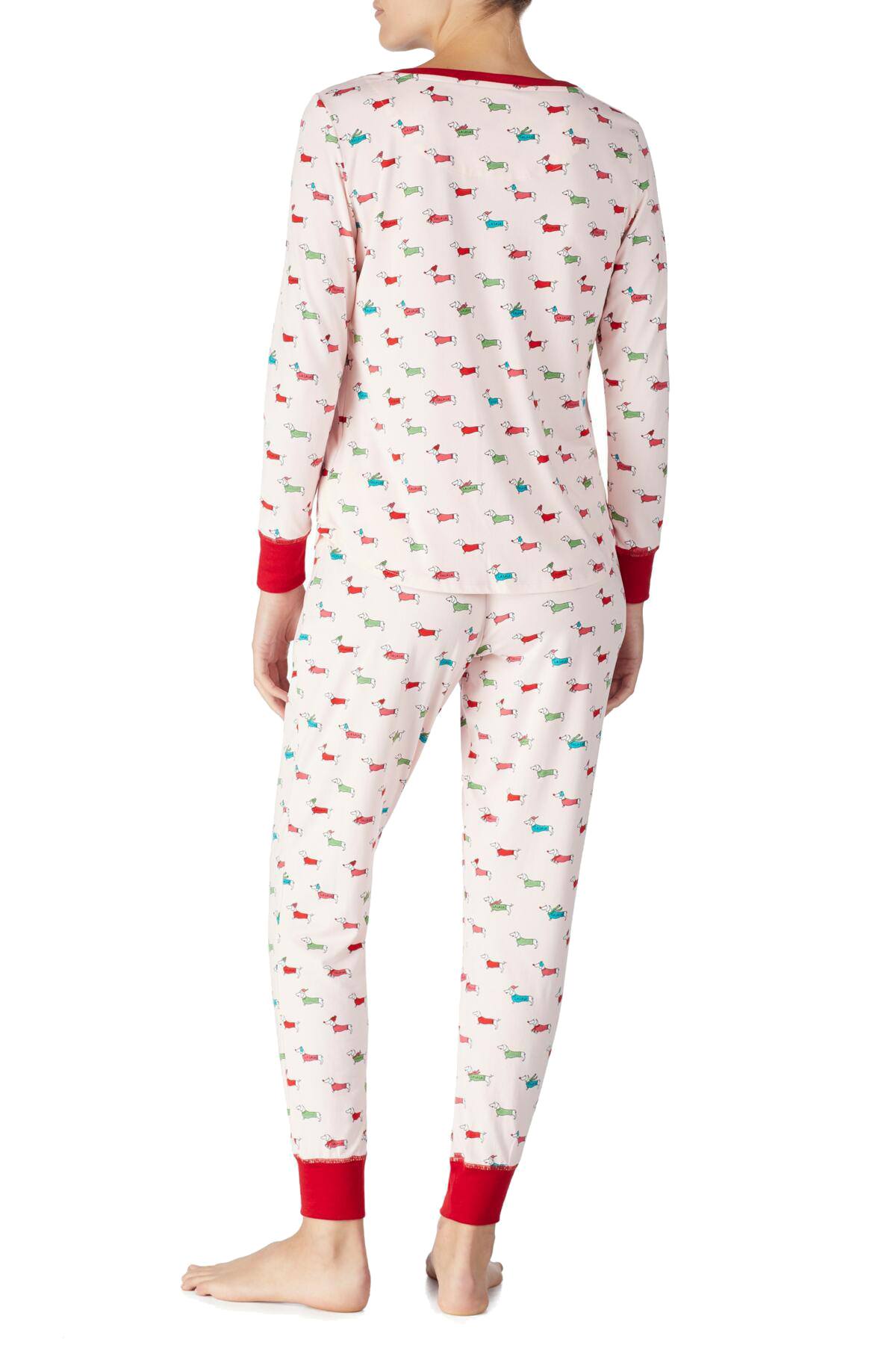 Kate Spade New York Pink Dachshund FA LA LA Henley/Jogger 2-Pc Pajama Set