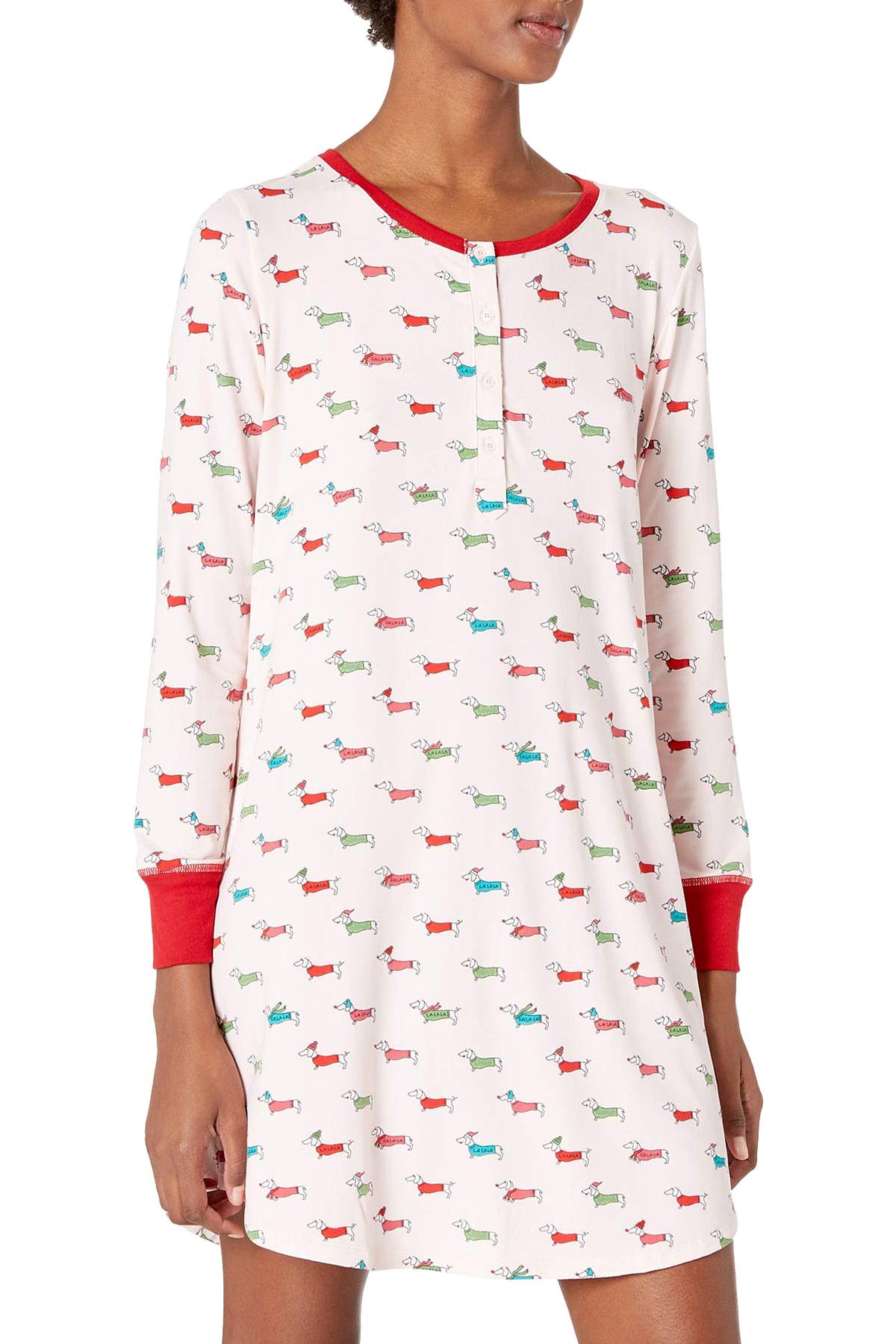 Kate Spade New York Pink Dachshund FA LA LA Sleepshirt with Eyemask Set