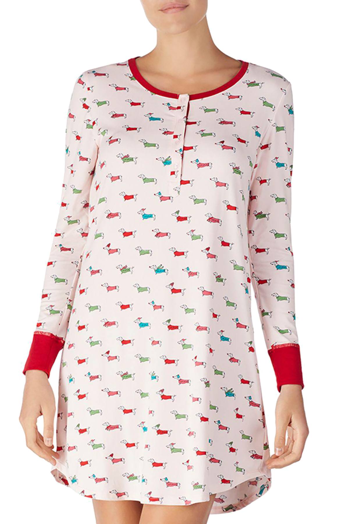 Kate Spade New York Pink Dachshund FA LA LA Sleepshirt with Eyemask Set