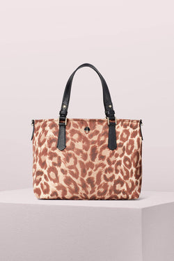 Kate Spade New York Taylor Leopard Small Crossbody Tote Bag in Natural thumbnail 3