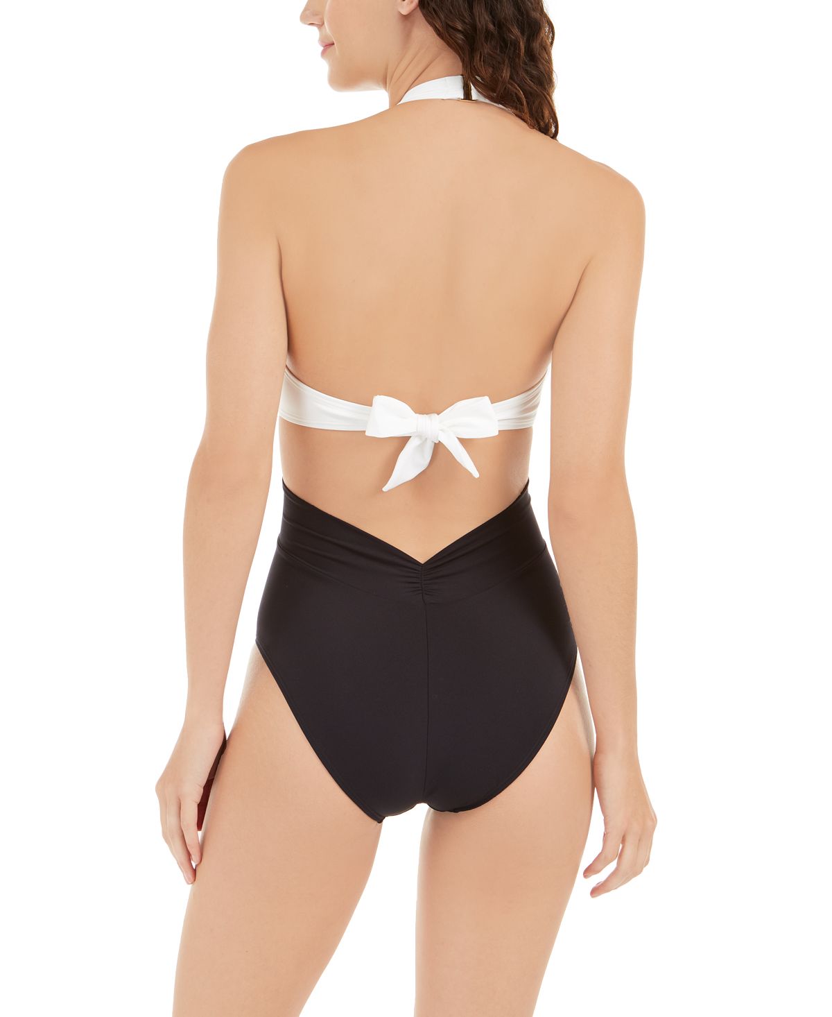Kate Spade New York Twist Front One-piece Swimsuit Black/White