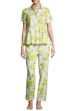 Kate Spade New York Yellow/White Lemon Printed Peplum 2-Pc PJ Set thumbnail 3