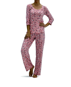 Kendall + Kylie Hue Wo Triangle Sip 2pc Pajama Set Rose Shadow thumbnail 1