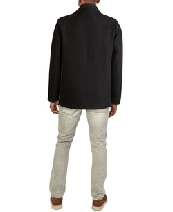 Kenneth Cole Big & Tall Double-breasted Wool-blend Peacoat Black thumbnail 2
