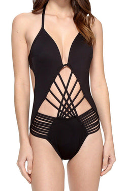 Kenneth Cole Black Macrame Push-Up Monokini thumbnail 2