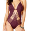 Kenneth Cole Burgundy Shirr Thing Strappy Swimsuit
