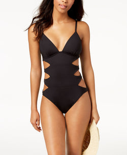 Kenneth Cole Cut-out Tummy-control One-piece Swimsuit Black thumbnail 1