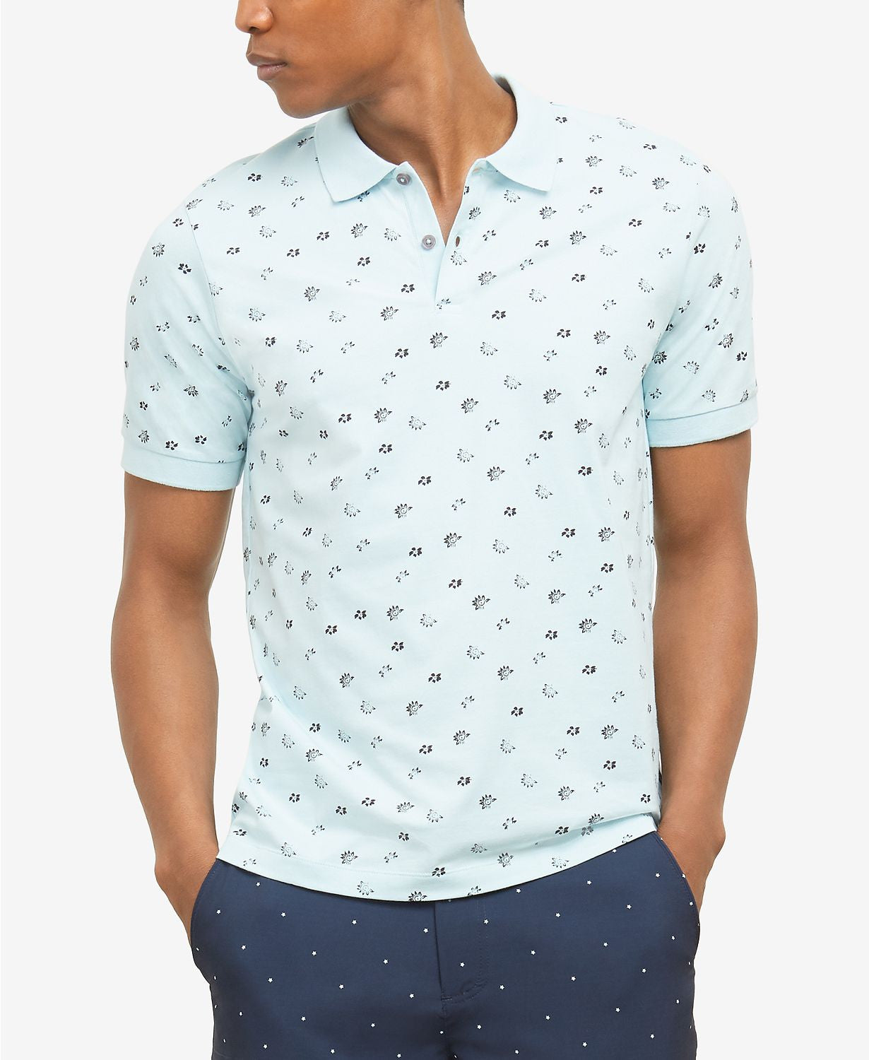 Kenneth Cole Floral Graphic Polo Corydalis Blue