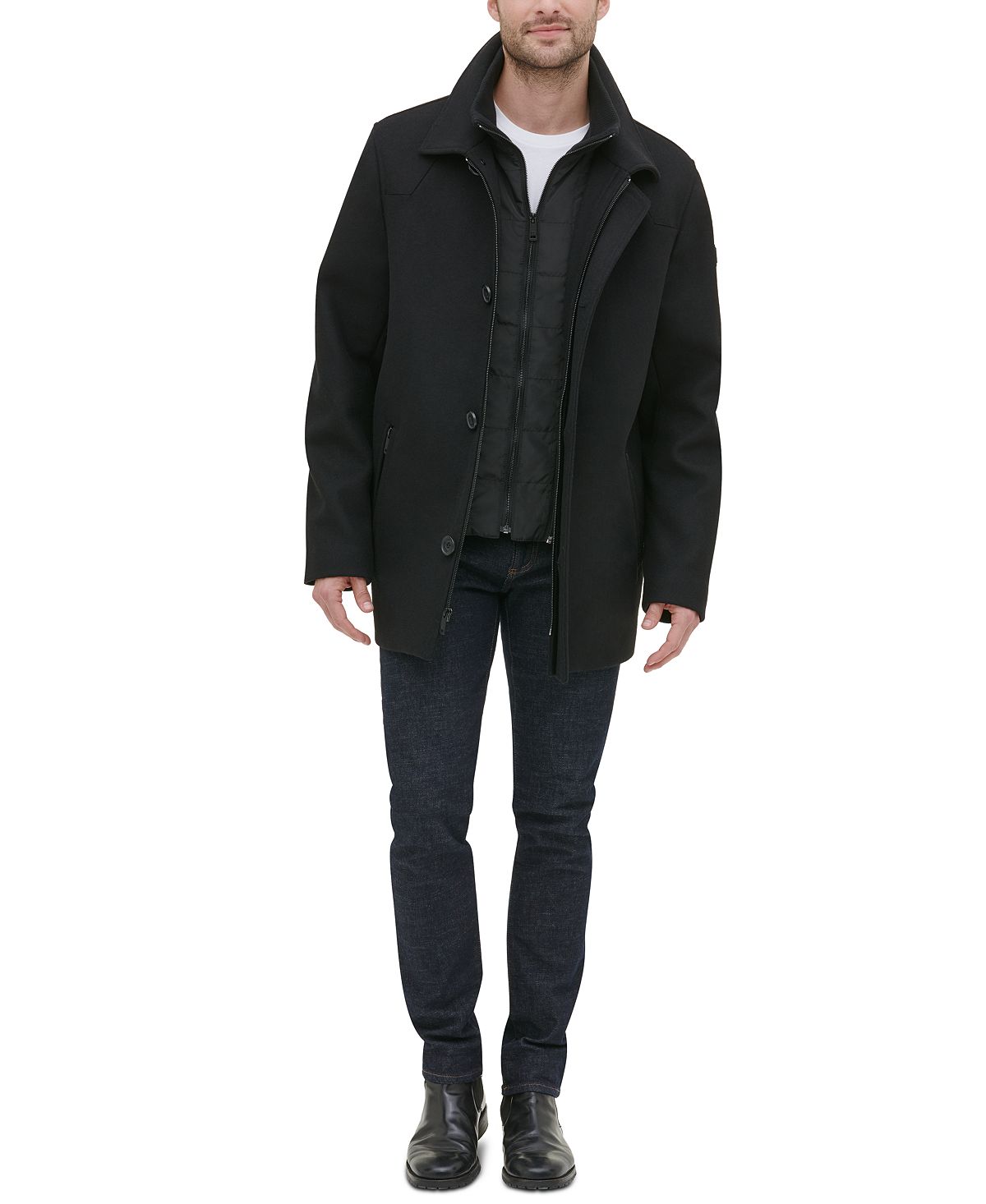 Kenneth Cole New York Layered Walker Jacket Black