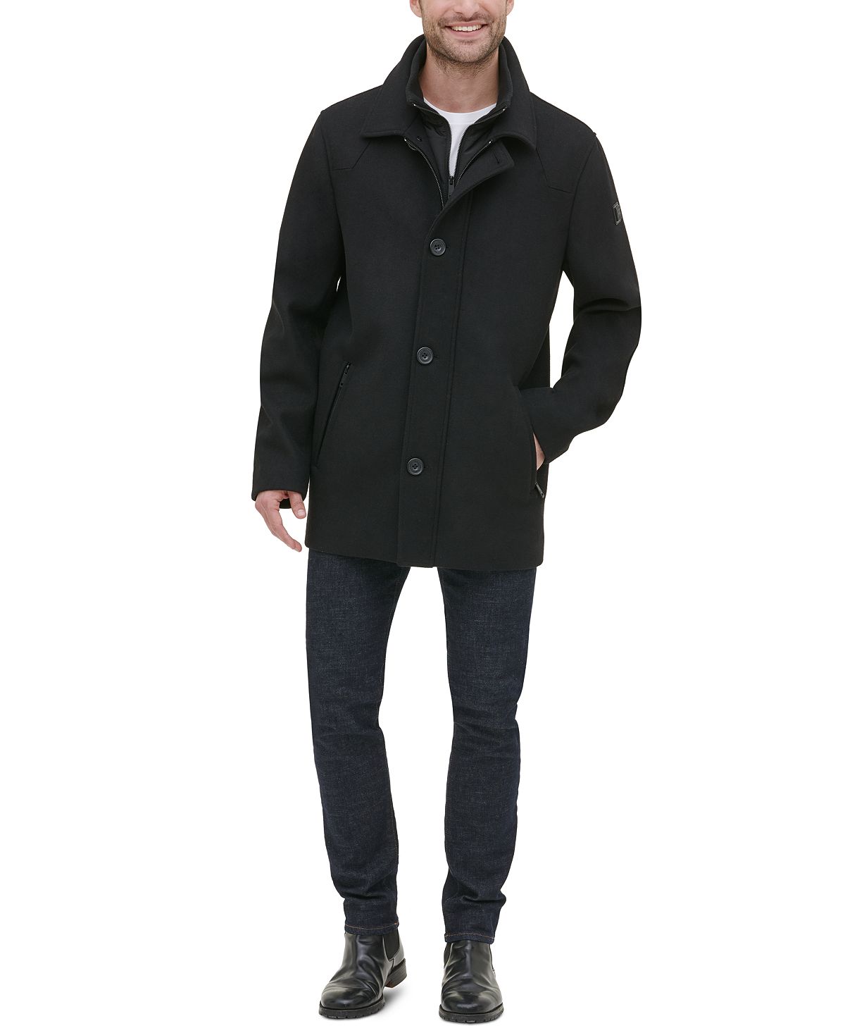 Kenneth Cole New York Layered Walker Jacket Black